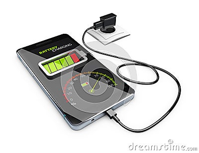 Smart phone charging battery, 3d Illustration Stock Photo