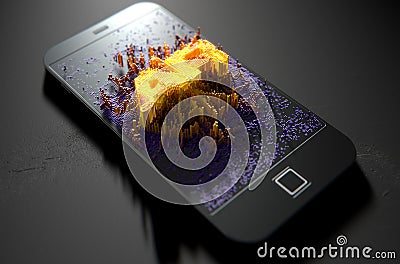 Smart Phone Emanating Augmented Reality Stock Photo