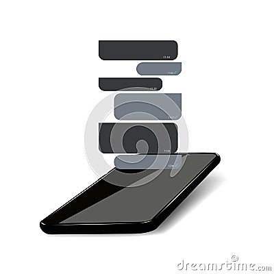 Smart Phone with messenger chat. Sms template bubbles for compose dialogues. Vector Illustration