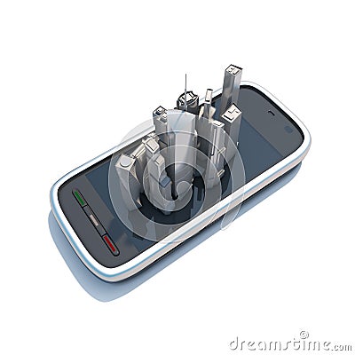 Smart phone mobile maps and navigation 3d illustration. Cartoon Illustration