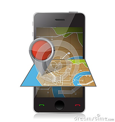 Smart phone navigation. mobile gaps illustration Cartoon Illustration