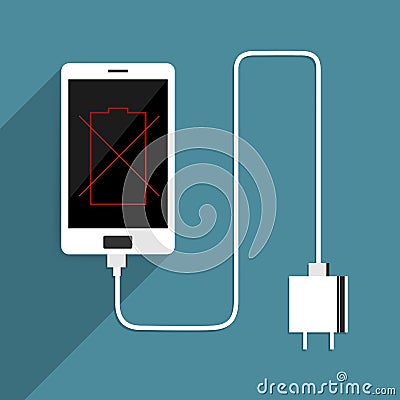 Smart Phone no battery charger. Vector Illustration