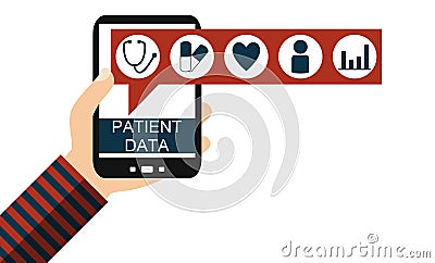 Smart Phone: Patient Data - Flat Design Stock Photo