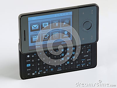 Smart Phone QWERTY keypad side view left Stock Photo