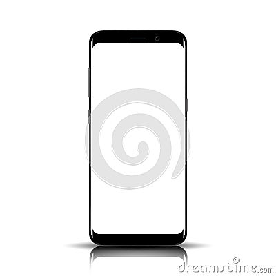 Smart phone. Realistic mobile phone smart phone with blank screen isolated on background. Vector illustration for printing and web Cartoon Illustration