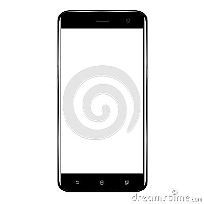 Smart phone. Realistic mobile phone smart phone with blank screen isolated on background. Vector illustration for printing and web Cartoon Illustration