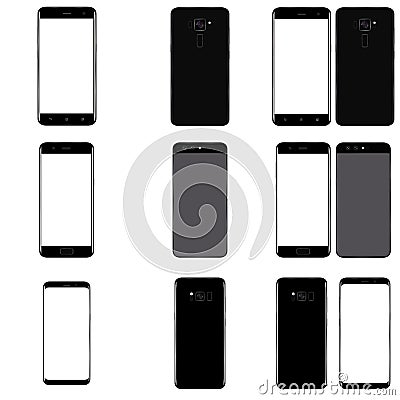 Smart phone. Realistic mobile phone smart phone with blank screen isolated on background. Vector illustration for printing and web Cartoon Illustration