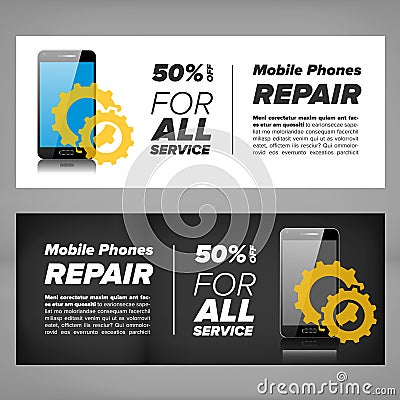 Smart phone repair banner Vector Illustration