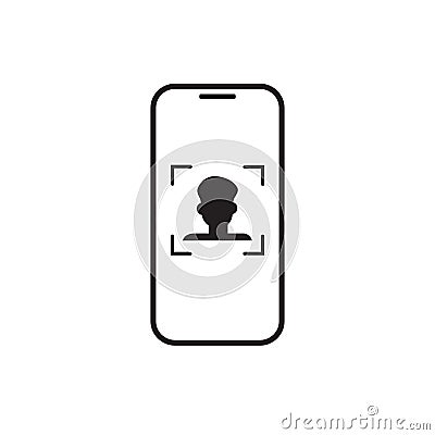 Smart Phone Scanning Person, Face Recognition System Biometric Identification Concept Vector Illustration
