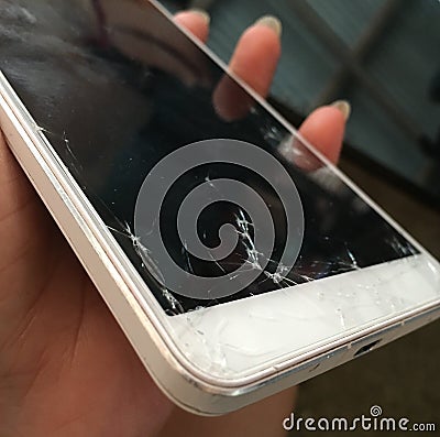 Smart phone screens cracking. Damage It can not work Stock Photo