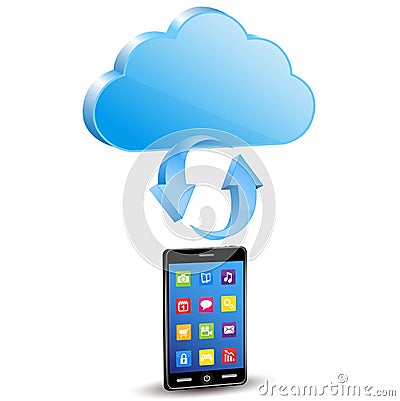 Smart phone synchronize with cloud Stock Photo