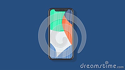 Smart phone thin bezel full color background flat design vector illustration Vector Illustration