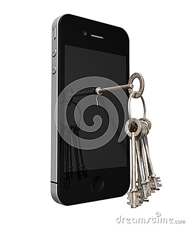 Smart Phone Unlocking Key Stock Photo