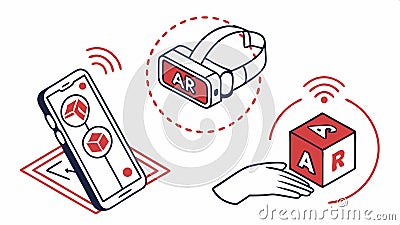 Smart phone and VR set, mobile tech, virtual reality, Vector Design, Generative AI Vector Illustration