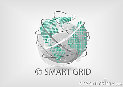 Smart power grid concept for energy sector Vector Illustration