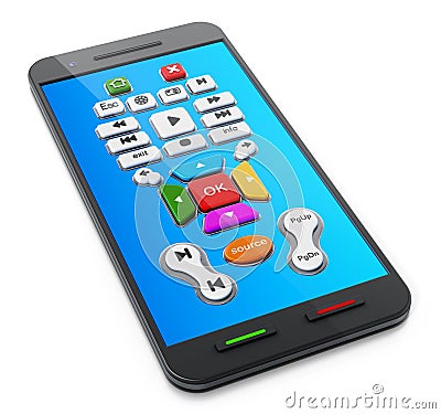 Smart remote controller application on smartphone screen Stock Photo