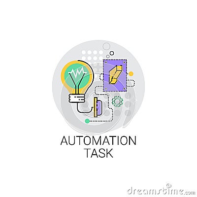 Smart Robot Machinery Industrial Automation Task Industry Production Icon Vector Illustration