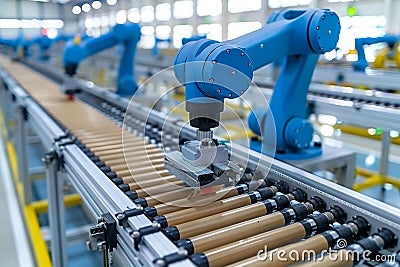 Smart robotic arm system revolutionizing factory automation with ai for efficient production lines Stock Photo