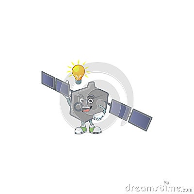 Smart satellite network cartoon character has an idea Vector Illustration