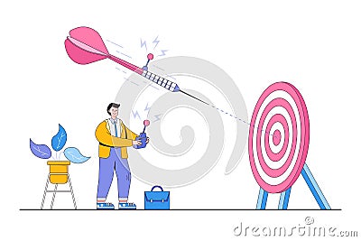 Smart setting goals, achieve objective target, mission complete or competing in challenge to grow successful business concepts. Vector Illustration