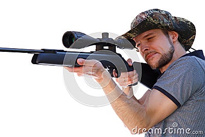 Smart shooter aiming telescopic rifle Stock Photo