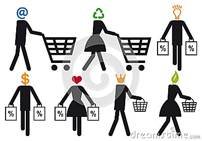 Smart shopper, vector icon set Vector Illustration