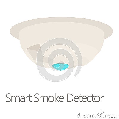 Smart smoke detector icon, cartoon style Vector Illustration