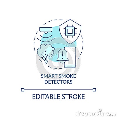 Smart smoke detectors turquoise concept icon Vector Illustration