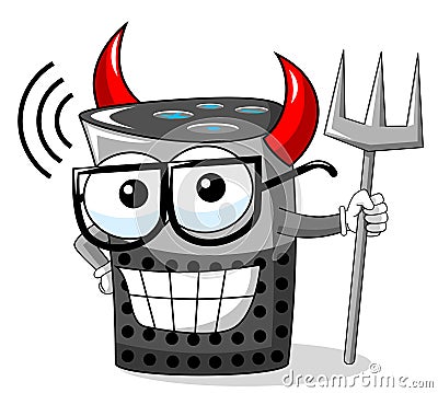 smart speaker cartoon funny devil trident isolated Vector Illustration