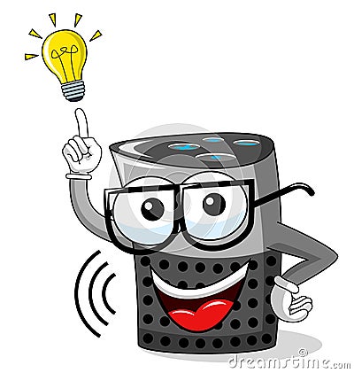 smart speaker cartoon funny idea innovation lightbulb isolated Vector Illustration