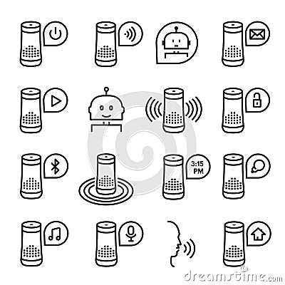 Smart speaker vector icon set isolated from background Vector Illustration