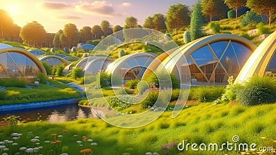 Smart sustainable city architecture with buildings for carbon footprint, environment and futuristic. Stock Photo