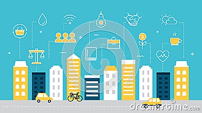 Smart Sustainable City Development Vector Illustration. Vector Illustration
