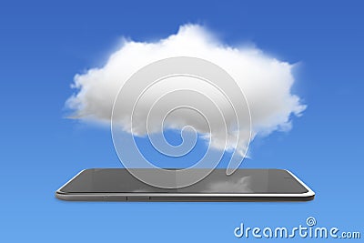 Smart tablet with white cloud Stock Photo