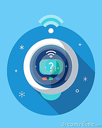 A smart thermostat that adjusts temperature based on usage patterns saving energy and reducing bills.. Vector Vector Illustration