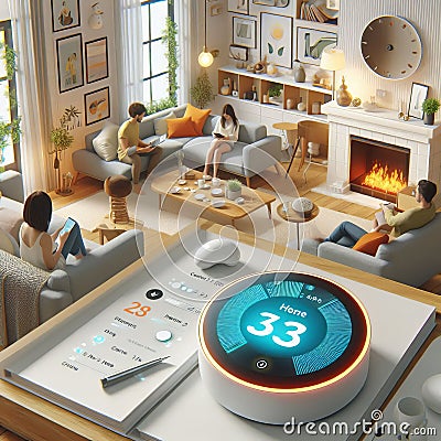 Smart Thermostats Devices that learn user preferences and adjust Stock Photo