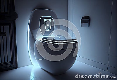 Smart toilet seat cover close-up in the restroom Cartoon Illustration