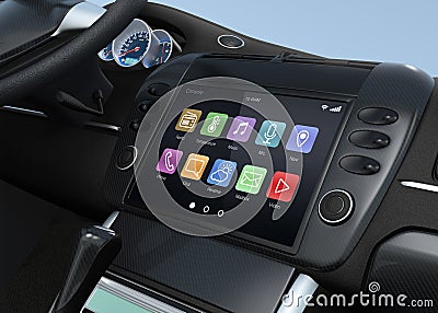 Smart touch screen multimedia system for automobile Stock Photo