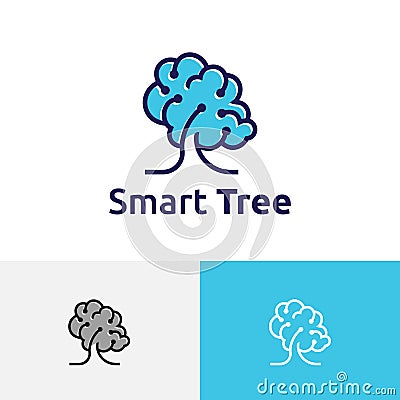 Smart Tree Artificial Intelligence Brain Technology Nature Science Computer Logo Vector Illustration