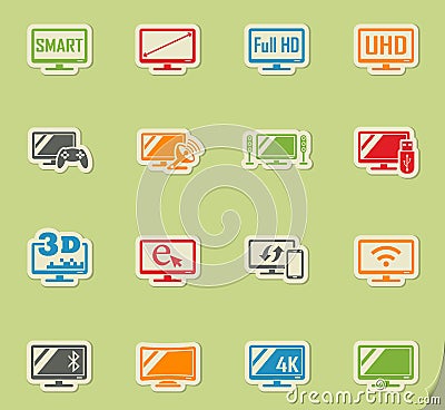 smart tv icon set Stock Photo