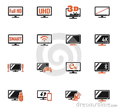 smart tv icon set Stock Photo