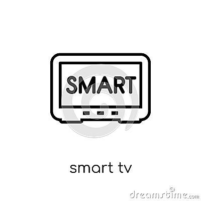 Smart tv icon. Trendy modern flat linear vector Smart tv icon on Vector Illustration