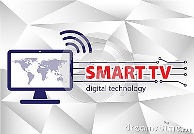 Smart tv. Smart tv interface concept on polygonal background. Vector Illustration