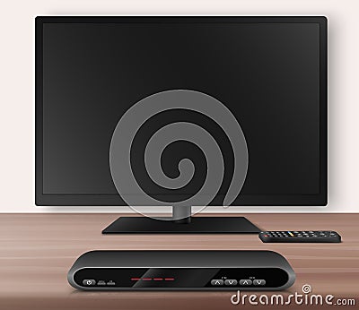 Smart TV With Lcd Screen And Setup Box Vector Illustration