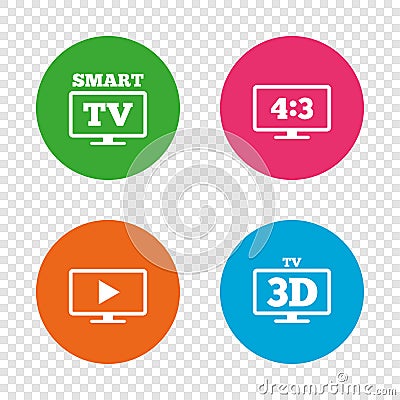 Smart TV mode icon. 3D Television symbol. Vector Illustration