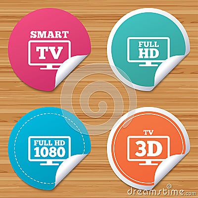 Smart TV mode icon. 3D Television symbol. Vector Illustration