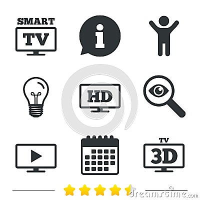 Smart TV mode icon. 3D Television symbol. Vector Illustration