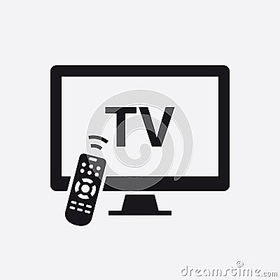 Smart TV with remote control icon Vector Illustration