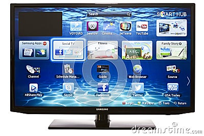 Smart TV with Samsung Apps and Web Browser Editorial Stock Photo