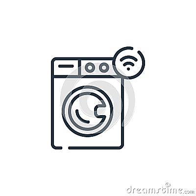smart washing machine icon vector from smarthome concept. Thin line illustration of smart washing machine editable stroke. smart Vector Illustration